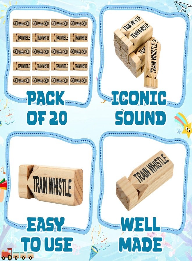 Soulchen 20 Pcs Wooden Train Whistles Kids Bulk Wood Train Slide Whistle Toys for Trains Party Favors Birthday Decorations Game Noisemakers Goodie Bag Filler Small Game Prizes Stocking Stuffers - Image 3